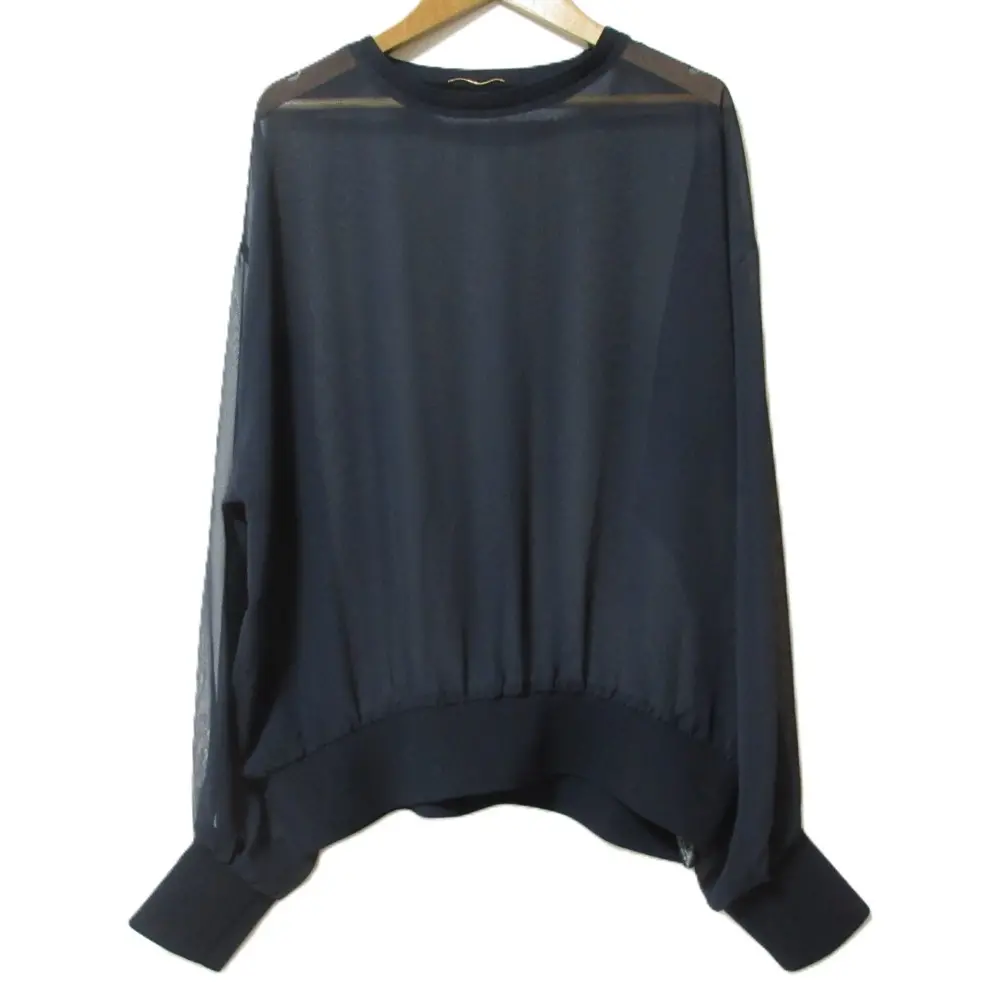 24SS Deuxieme Classe ドゥーズィエムクラス Sheer Blouse 長袖 シアーブラウス ネイビー