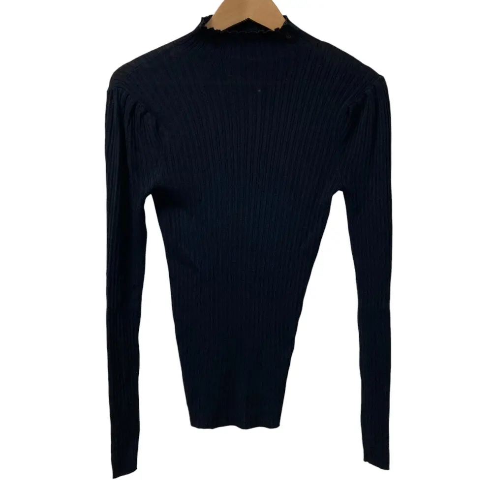 Deuxieme Classe ドゥーズィエムクラス ハイネック 長袖 リブニット プルオーバー カットソー ブラック