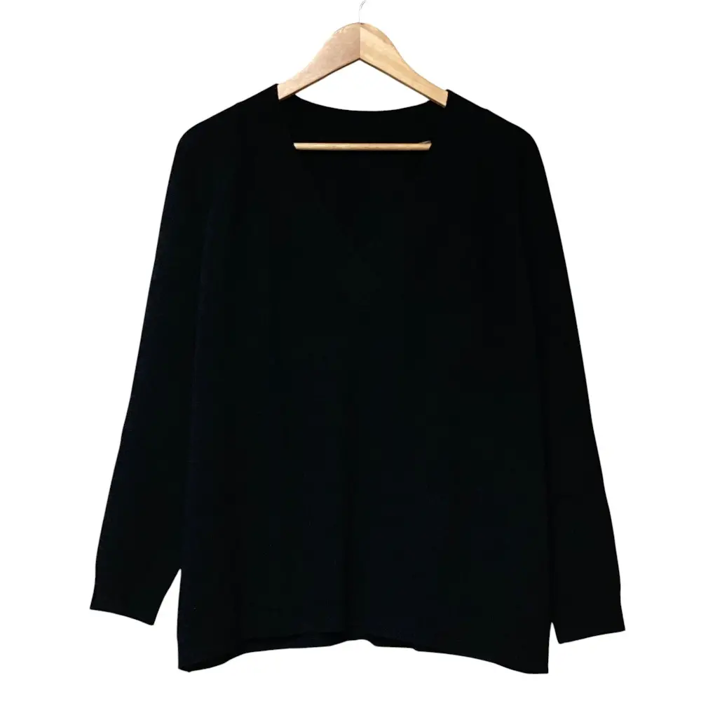 Deuxieme Classe ドゥーズィエムクラス カシミヤブレンド Vネック ワイドニット プルオーバー セーター ブラック