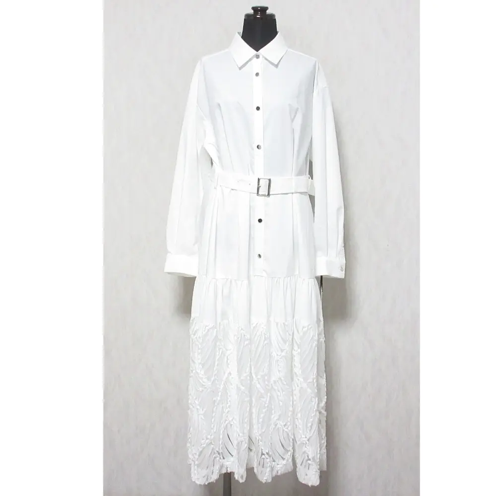 24SS Diagram ダイアグラム グレースコンチネンタル ベルト 刺繍ヘムシャツワンピース ドレス 0324131106 38 ホワイト