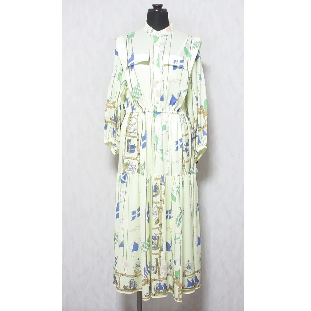 24SS Diagram ダイアグラム グレースコンチネンタル セーラープリントワンピース ドレス 0324131162 36 イエロー