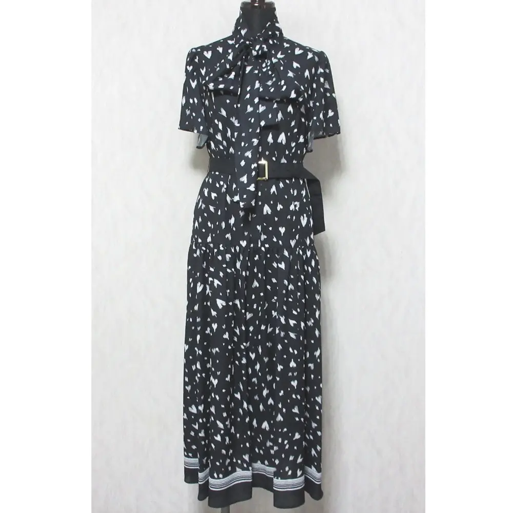 24AW Diagram ダイアグラム グレースコンチネンタル ハートレオパードプリントワンピース ドレス 0324331061 36 ブラック