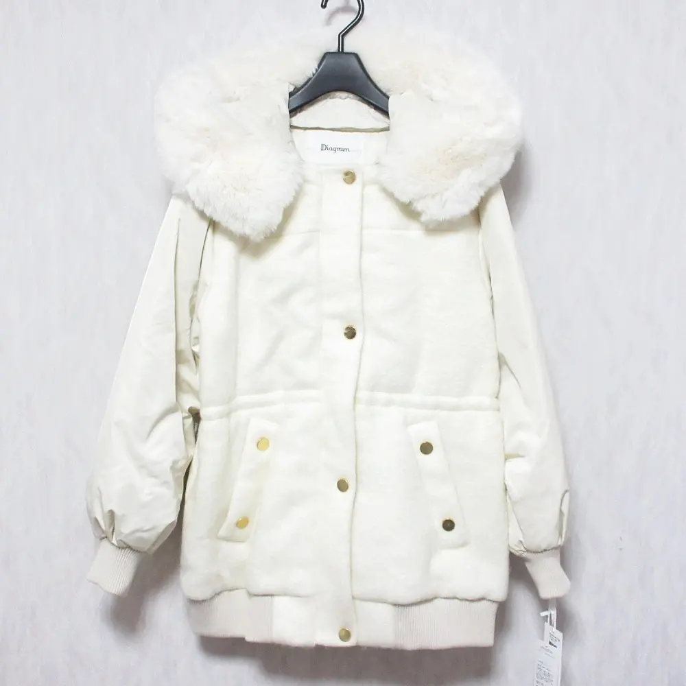 22AW Diagram ダイアグラム グレースコンチネンタル モヘヤブレンド シャギーコンビブルゾン ダウンジャケット 36 ホワイト