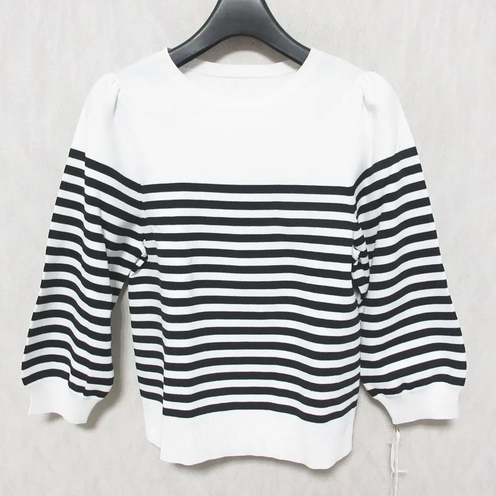 23SS Diagram ダイアグラム グレースコンチネンタル ボーダーパフニットトップ 七分袖 カットソー 0323143179 36 ホワイト