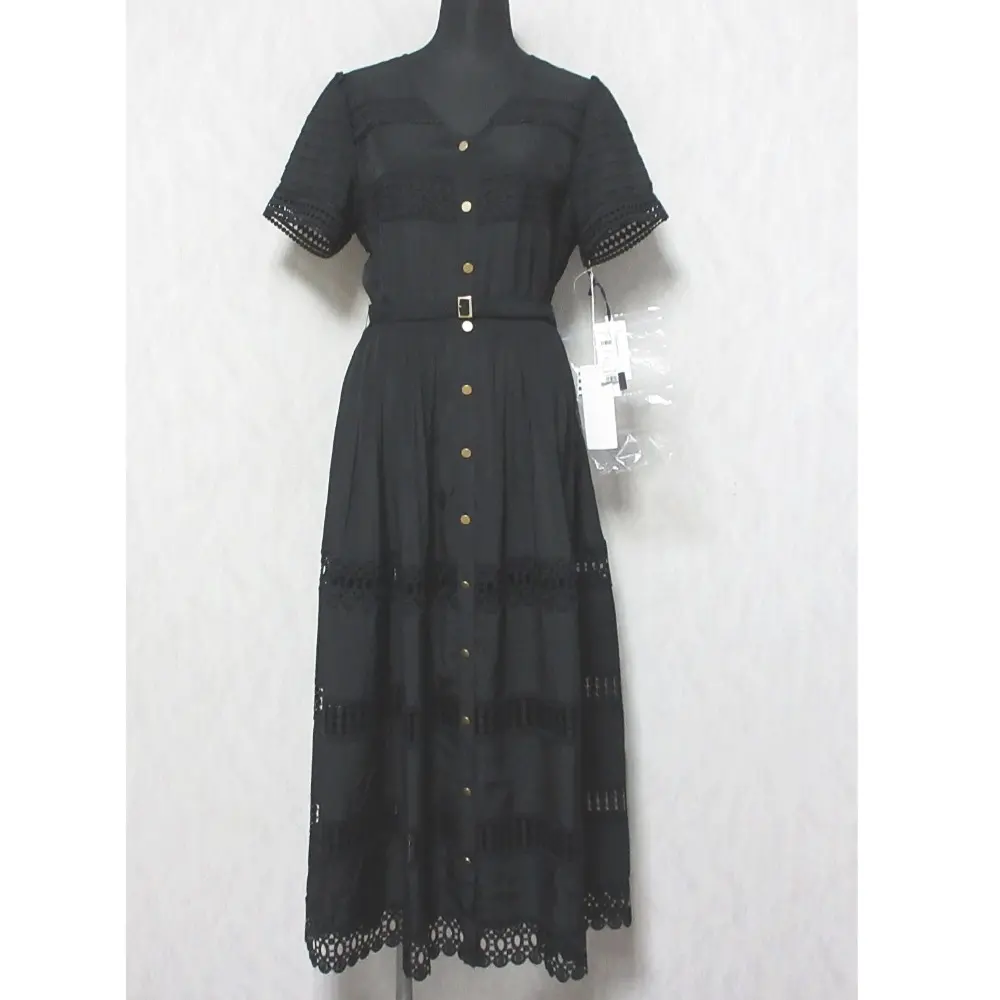 24SS Diagram ダイアグラム グレースコンチネンタル オンライン完売カラー レース切替フレアワンピース 0324231097 36 ブラック