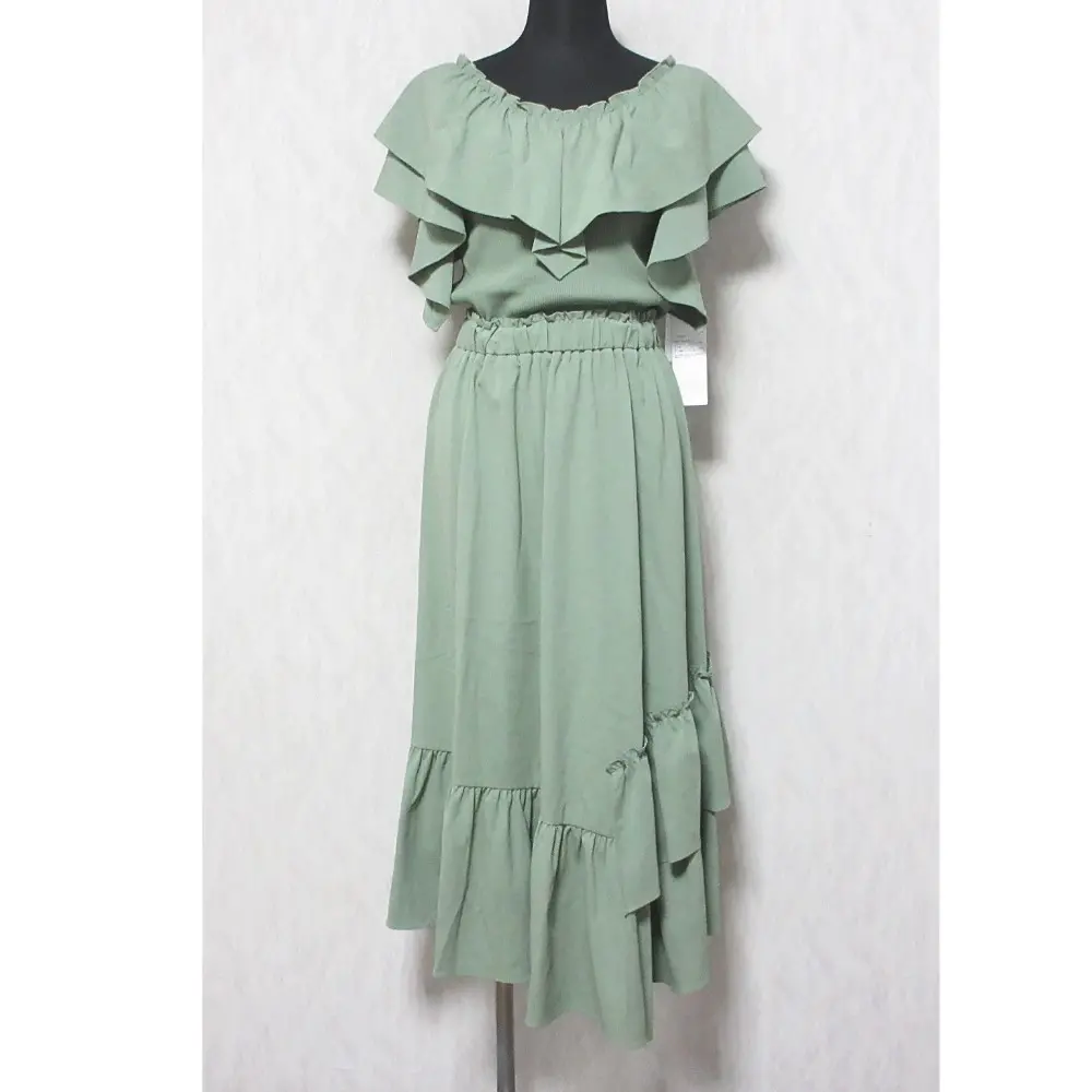 22SS Diagram ダイアグラム グレースコンチネンタル フリルニットワンピース ロングドレス 0322233090 36 グリーン