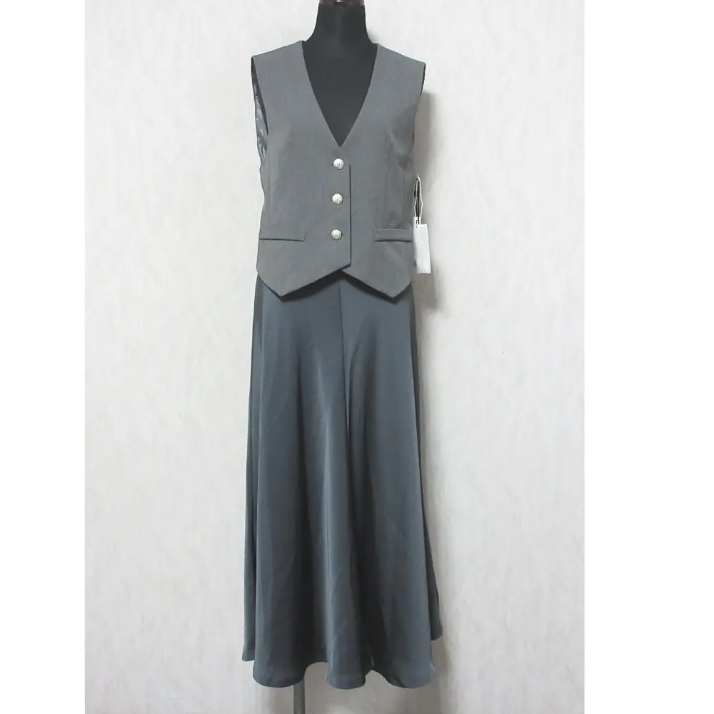 24AW Diagram ダイアグラム グレースコンチネンタル サテンコンビジレワンピース ノースリーブ ロングドレス 0324331203 36 グレー