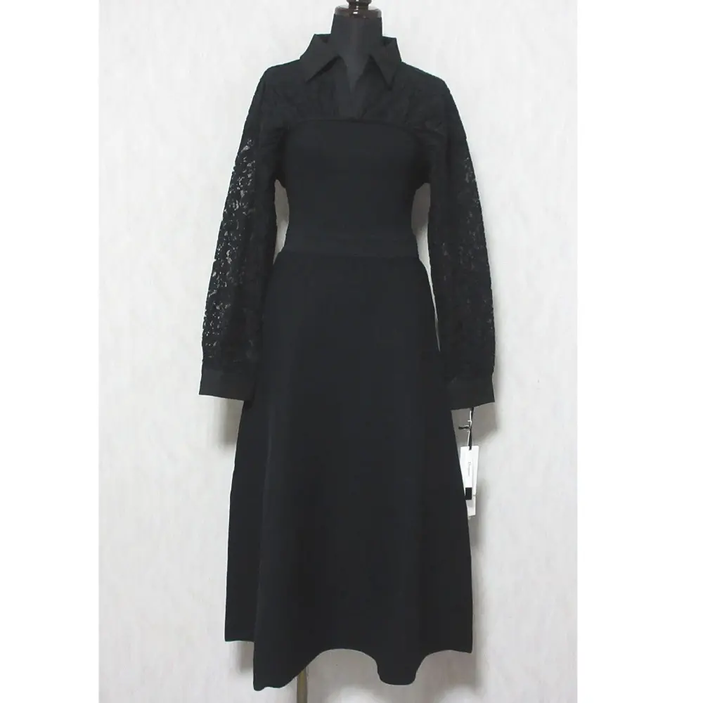 23AW Diagram ダイアグラム グレースコンチネンタル レースレイヤードニットワンピース ロングドレス 0323339157 36 ブラック