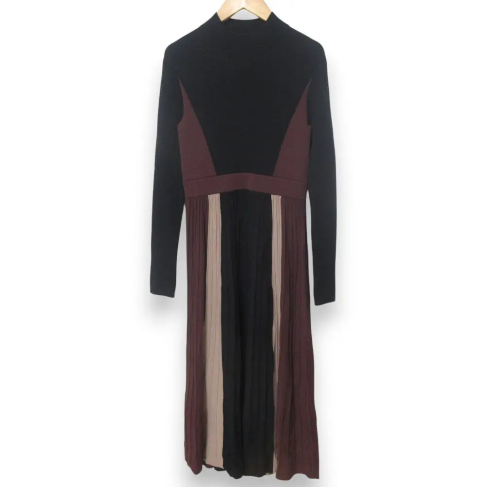 24AW Diagram ダイアグラム グレースコンチネンタル オンライン完売モデル バイカラーフレアニットワンピース 36 ブラック系