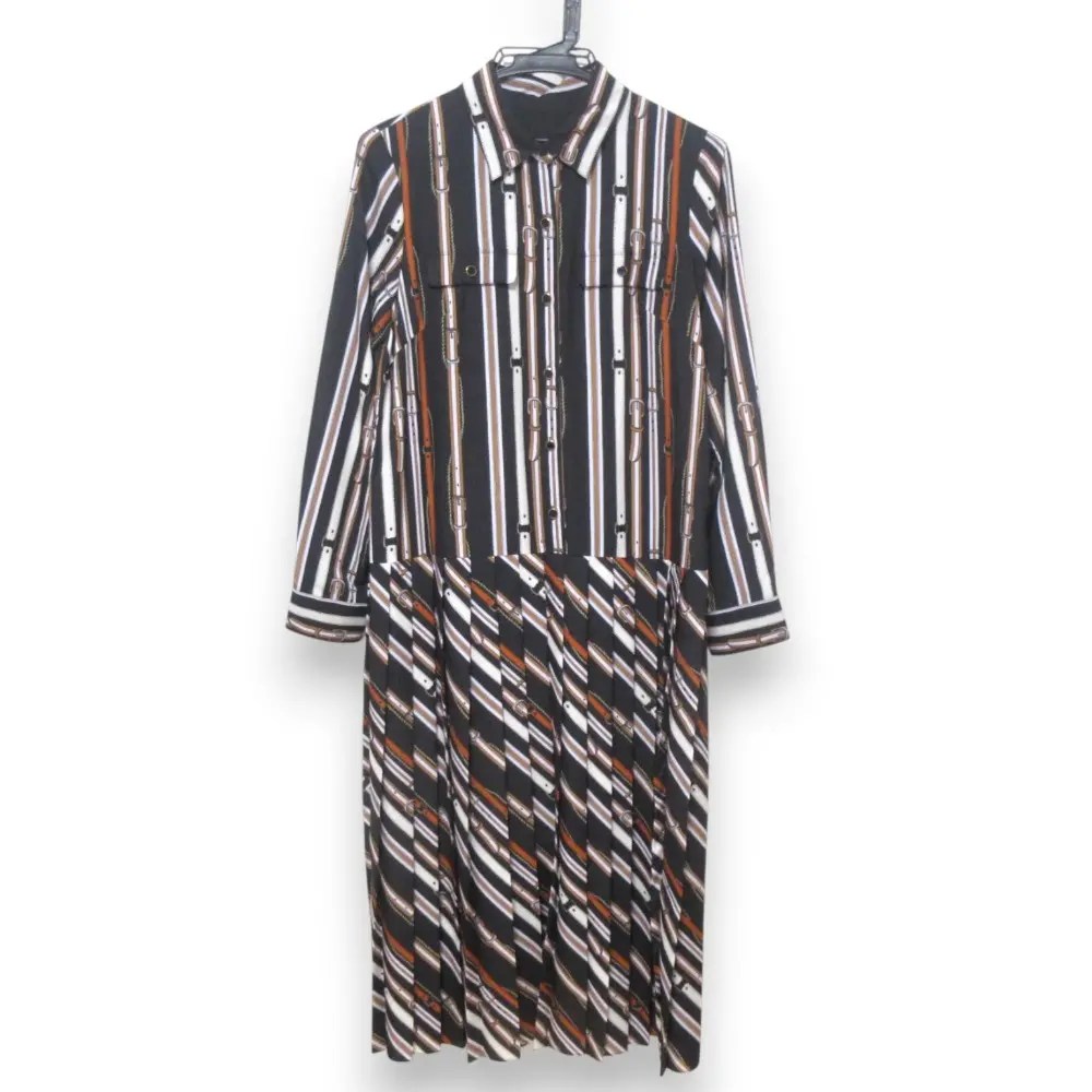 23AW Diagram GRACE CONTINENTAL ダイアグラム グレースコンチネンタル ベルトプリントプリーツワンピース 36 ブラック