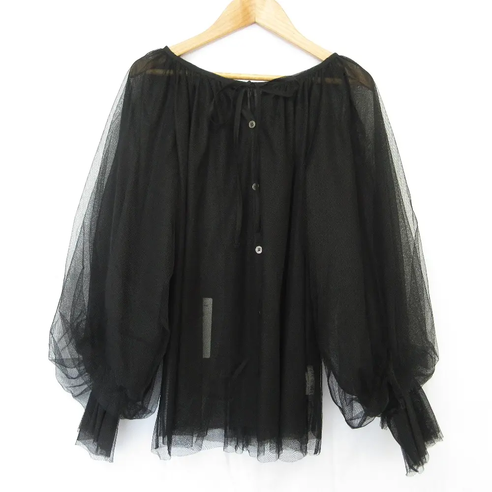 24SS Diagram ダイアグラム グレースコンチネンタル チュール2WAYトップ 長袖 シアーブラウス 0324142142 36 ブラック 