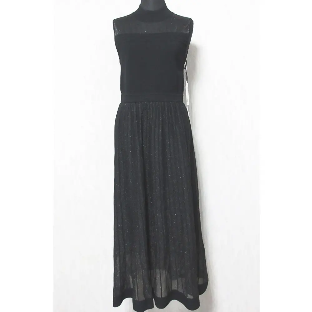 24SS Diagram ダイアグラム グレースコンチネンタル ラメシアープリーツニットワンピース ロングドレス 0324133063 36 ブラック