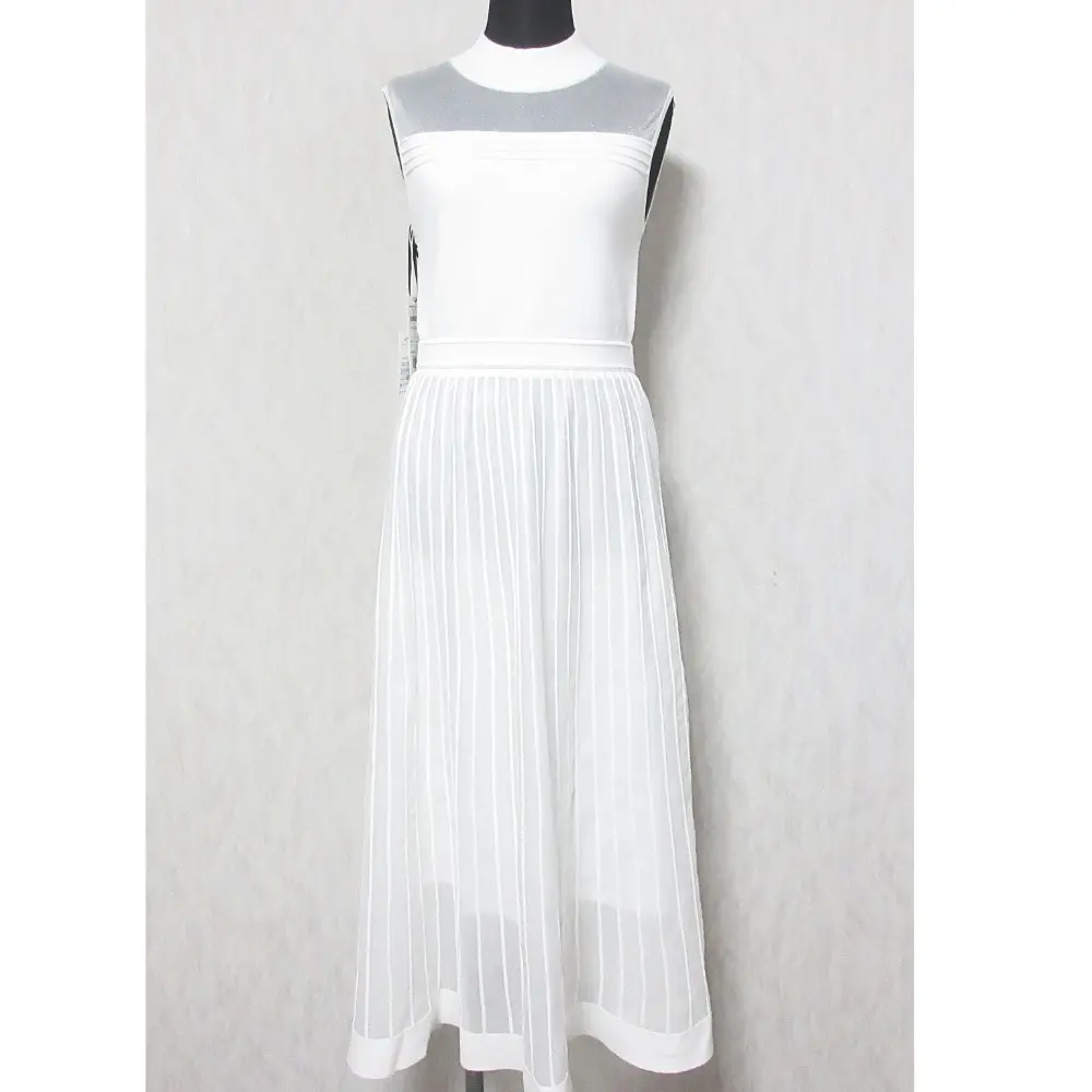 24SS Diagram ダイアグラム グレースコンチネンタル ラメシアープリーツニットワンピース ロングドレス 0324133063 36 ホワイト