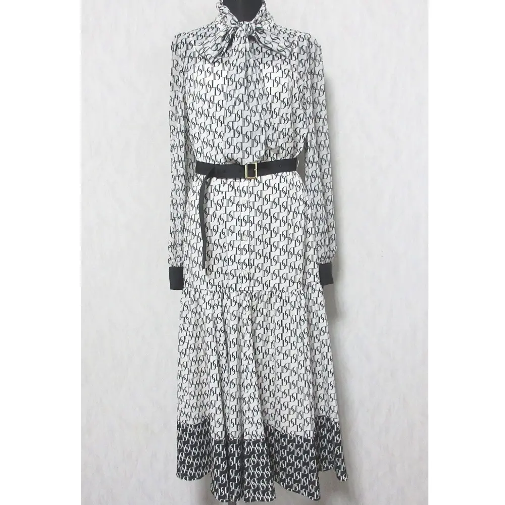 訳アリ 24AW Diagram ダイアグラム グレースコンチネンタル モノグラムプリントレイヤードワンピース 0324331161 36 ブラック