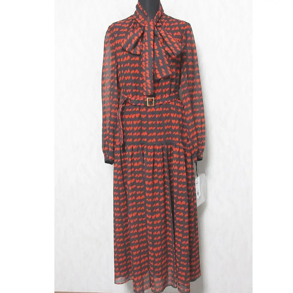 24AW Diagram ダイアグラム グレースコンチネンタル オンライン完売サイズ ボウタイ ハートキカプリントワンピース 38 レッド