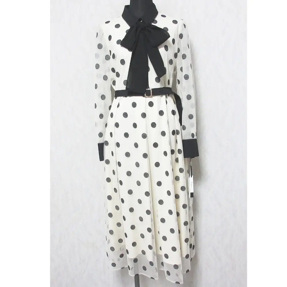 23AW Diagram ダイアグラム グレースコンチネンタル ラメドット刺繍ドレス ボウタイ ロングワンピース 0323435145 36 キナリ