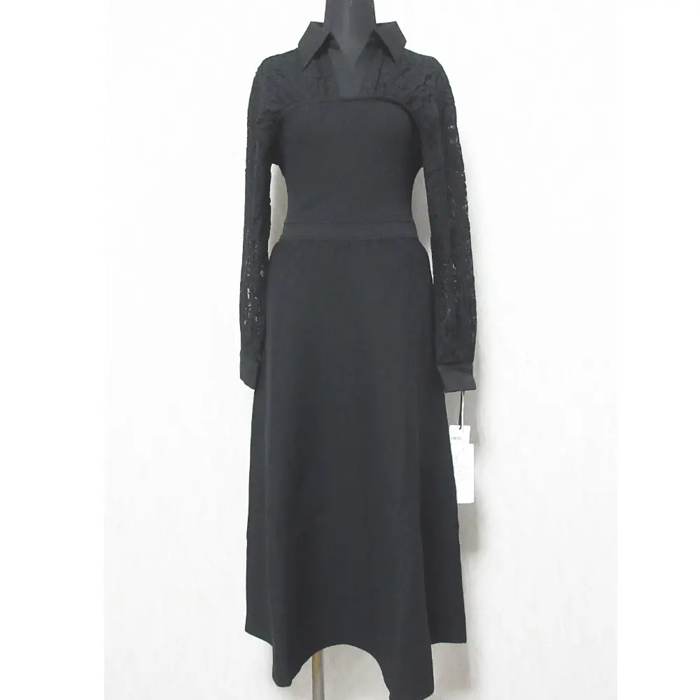 23AW Diagram ダイアグラム グレースコンチネンタル レースレイヤードニットワンピース ロングドレス 0323339157 36 ブラック