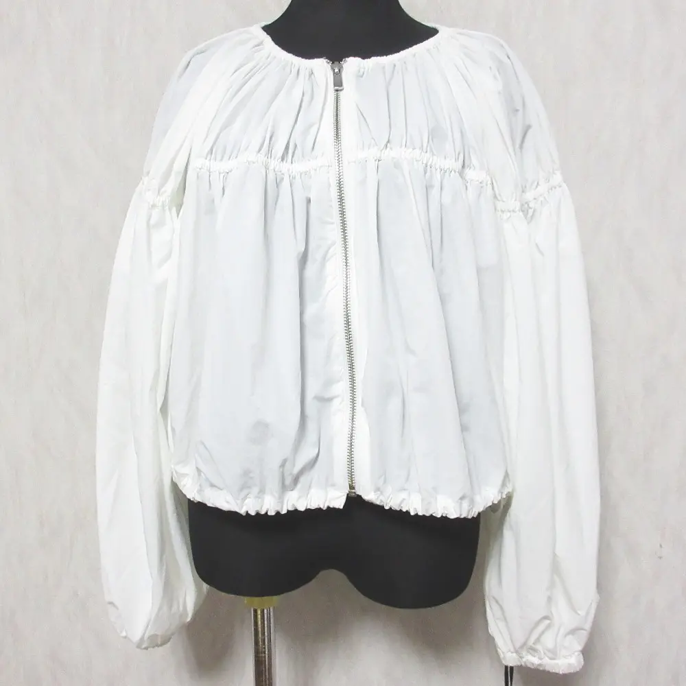 24SS Diagram ダイアグラム グレースコンチネンタル ギャザータフタブルゾン ノーカラー ジャケット 0324101209 36 ホワイト