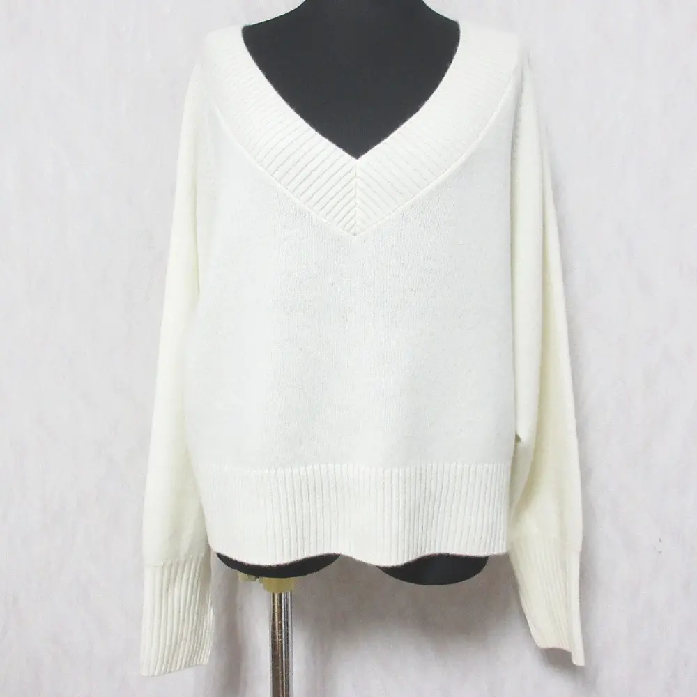 24AW Diagram ダイアグラム グレースコンチネンタル Vネックラムニットトップ プルオーバー セーター 0324443093 36 ホワイト