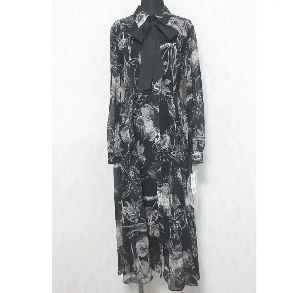 24AW Diagram ダイアグラム オンライン完売モデル リボン付ロゴフラワープリントワンピース 0324431023 36 ブラック