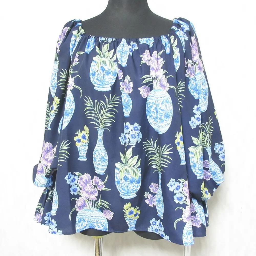 24SS Diagram ダイアグラム グレースコンチネンタル フラワーベースプリントトップス カットソー 0324141088 36 ネイビー