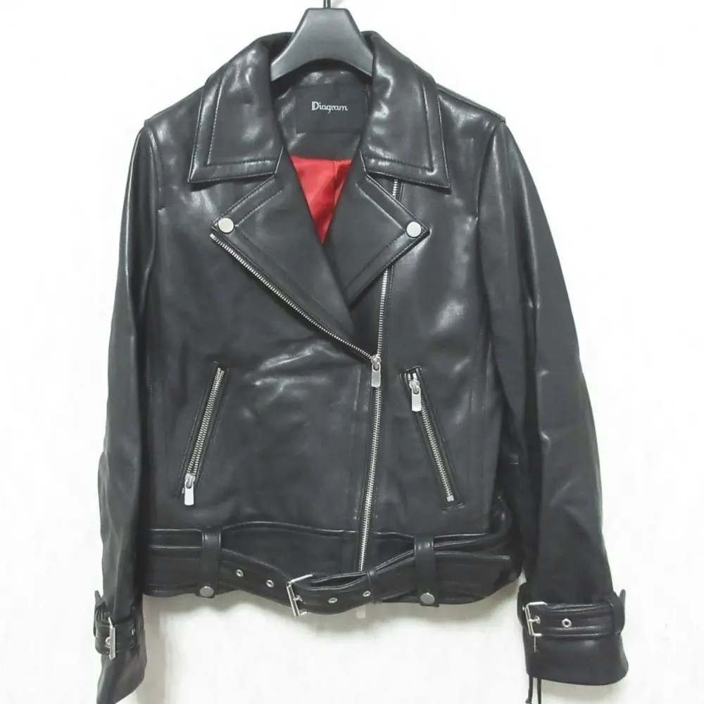 23SS Diagram ダイアグラム グレースコンチネンタル ラムレザー 4ライダースジャケット 0323104441 38 ブラック