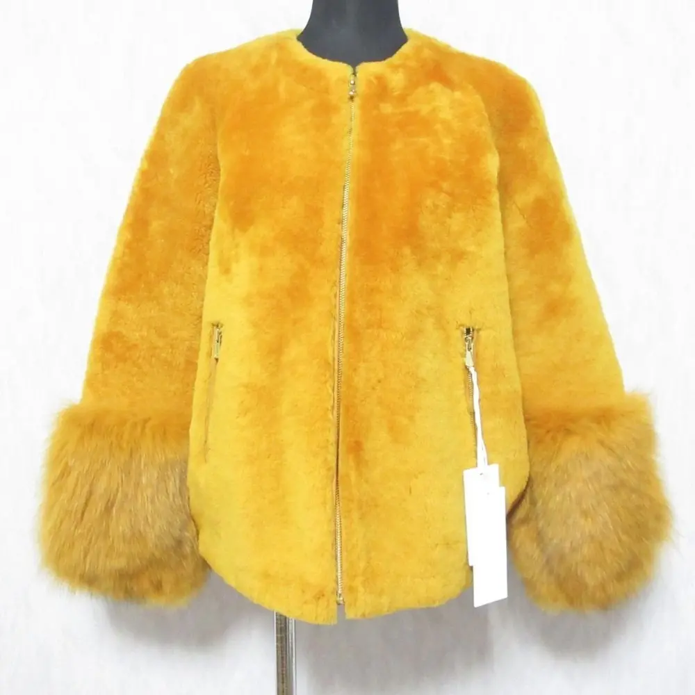 Diagram ダイアグラム グレースコンチネンタル 10周年限定カラー ムートンフォックスブルゾン ジップジャケット 34 オレンジ