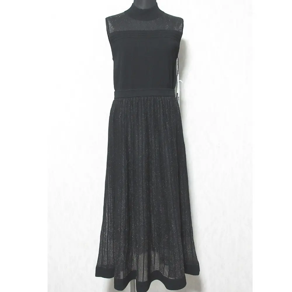 24SS Diagram ダイアグラム グレースコンチネンタル ラメシアープリーツニットワンピース ロングドレス 0324133063 38 ブラック