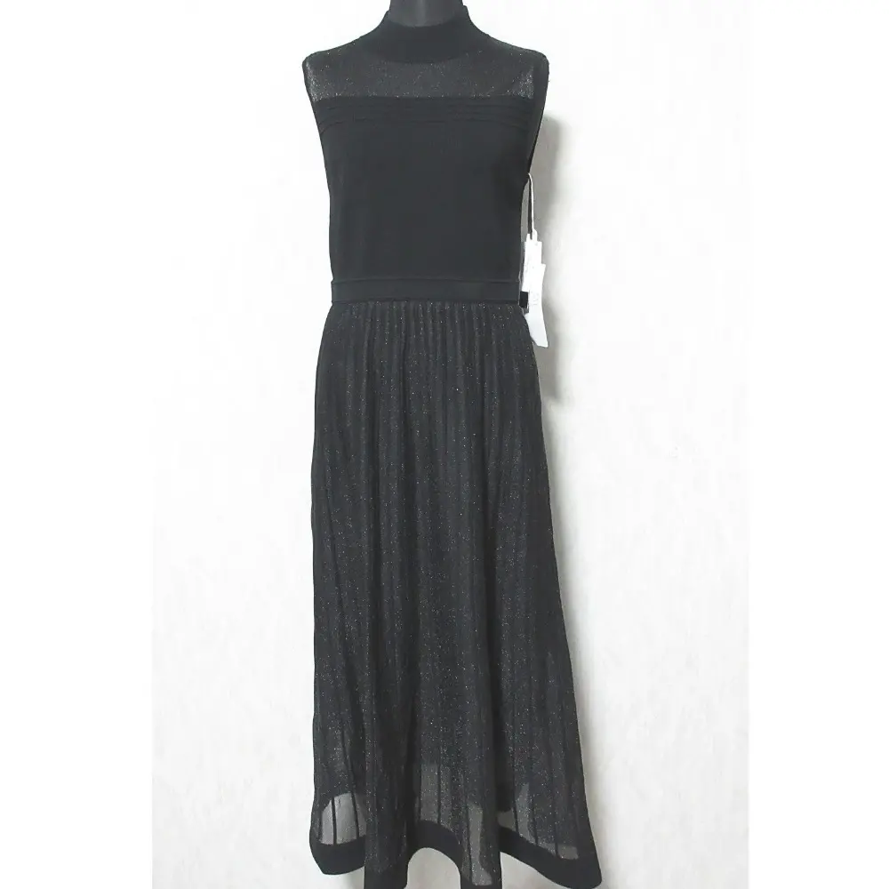 24SS Diagram ダイアグラム グレースコンチネンタル ラメシアープリーツニットワンピース ロングドレス 0324133063 36 ブラック