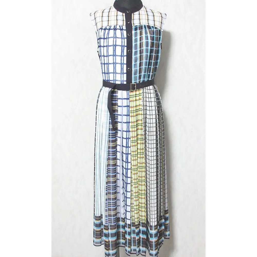 24AW Diagram ダイアグラム グレースコンチネンタル マルチチェックワンピース ロングドレス 0324331008 36 ネイビー