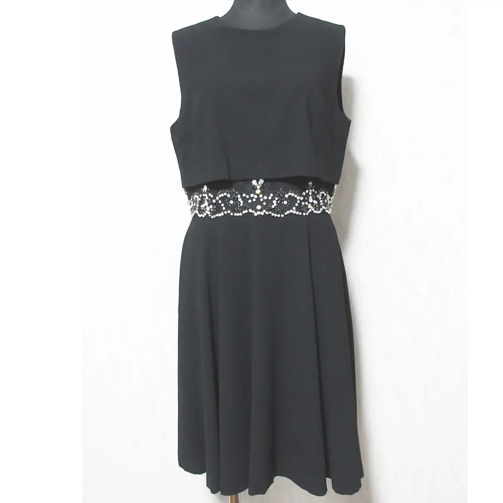 Diagram ダイアグラム グレースコンチネンタル ビジュー装飾ノースリーブドレス ワンピース 38 ブラック