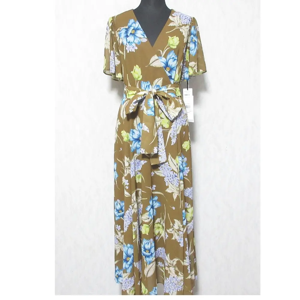 24SS Diagram ダイアグラム グレースコンチネンタル ミモザプリントワンピース 半袖 ロングドレス 0324231110 36 ブラウン