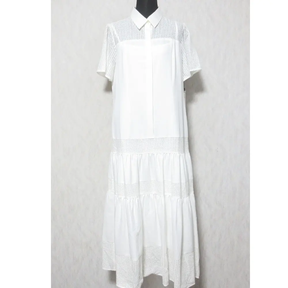 24AW Diagram ダイアグラム オンライン完売モデル メッシュコンビシャツワンピース 0324331107 38 ホワイト