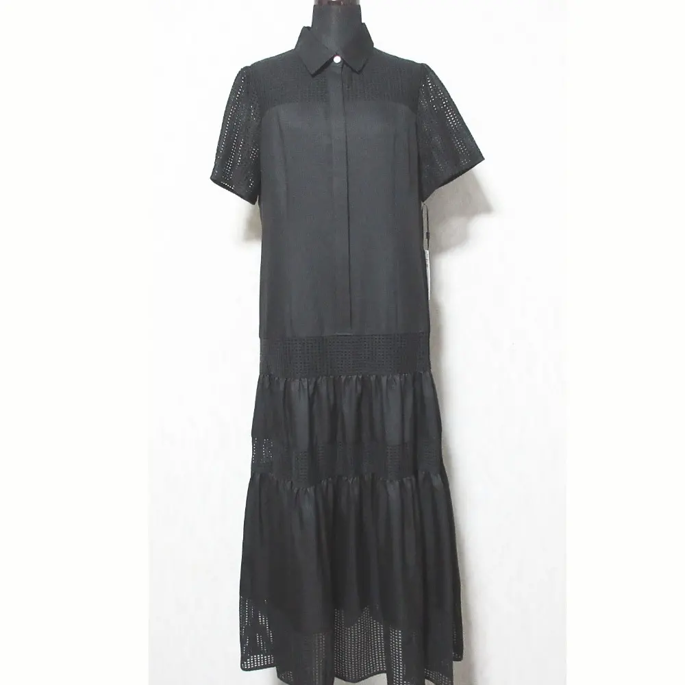 24AW Diagram ダイアグラム グレースコンチネンタル メッシュコンビシャツワンピース 0324331107 サイズ38 ブラック