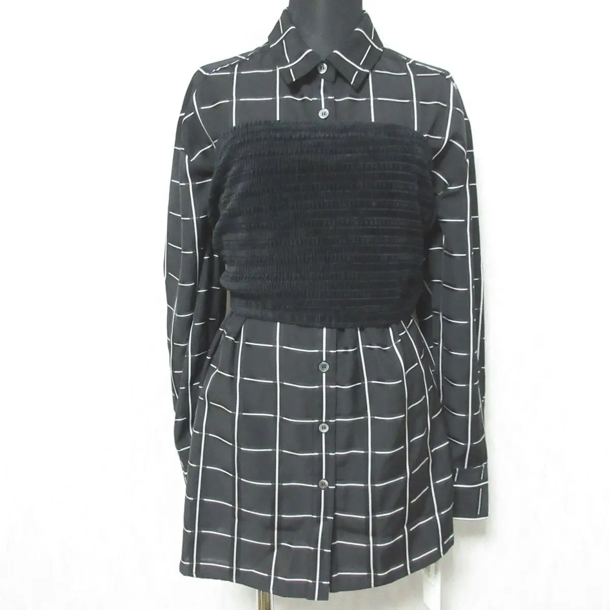 23AW Diagram ダイアグラム グレースコンチネンタル ベアレイヤードシャツトップ 長袖 ブラウス 0323341176 36 ブラック
