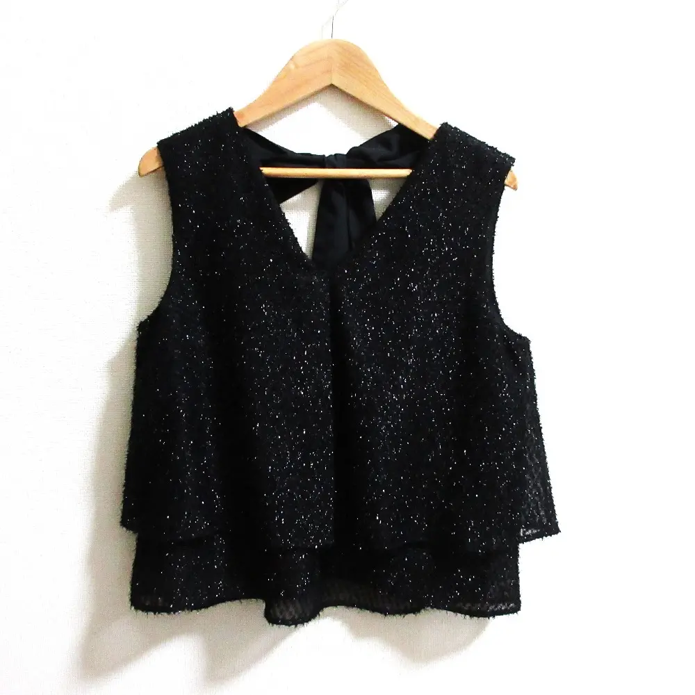 24AW Diagram ダイアグラム グレースコンチネンタル シフォンカットジャガードトップ ブラウス 0324341051 サイズ36 ブラック