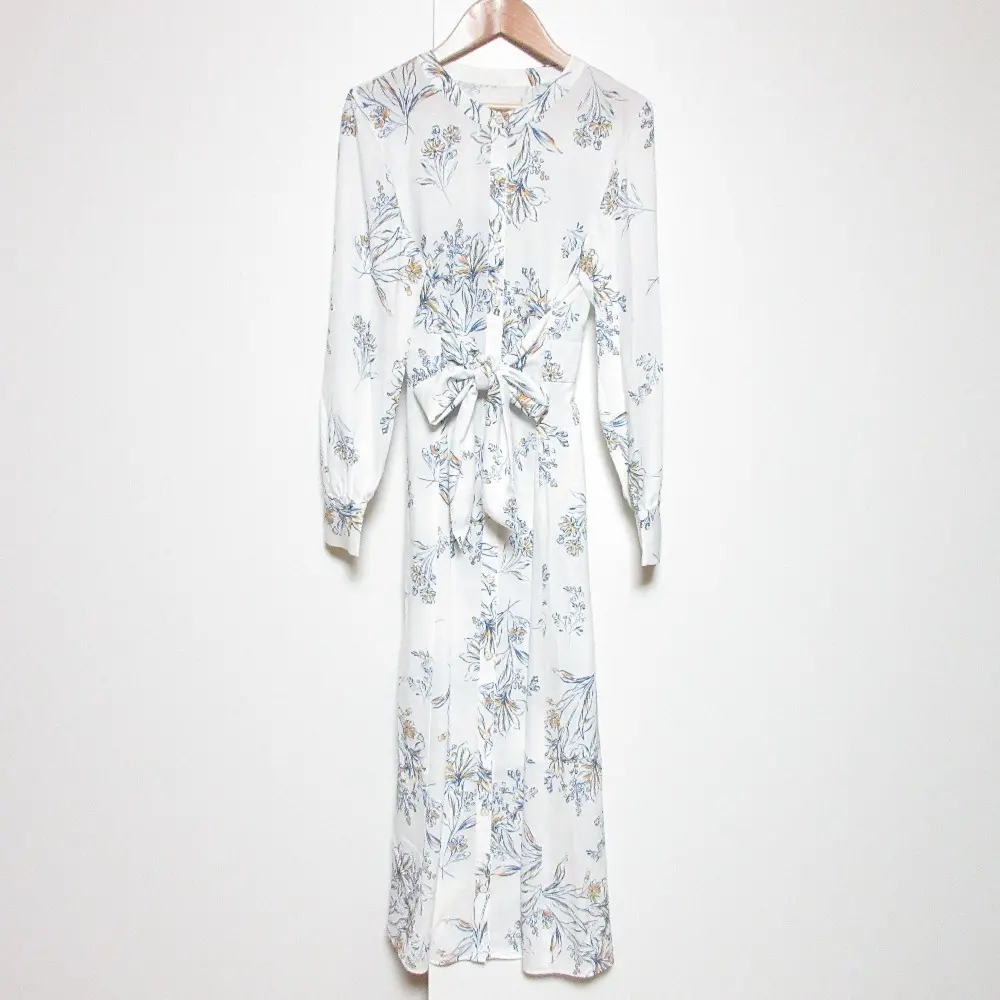 Diagram ダイアグラム グレースコンチネンタル フラワープリントロングシャツワンピース サイズ36 ホワイト