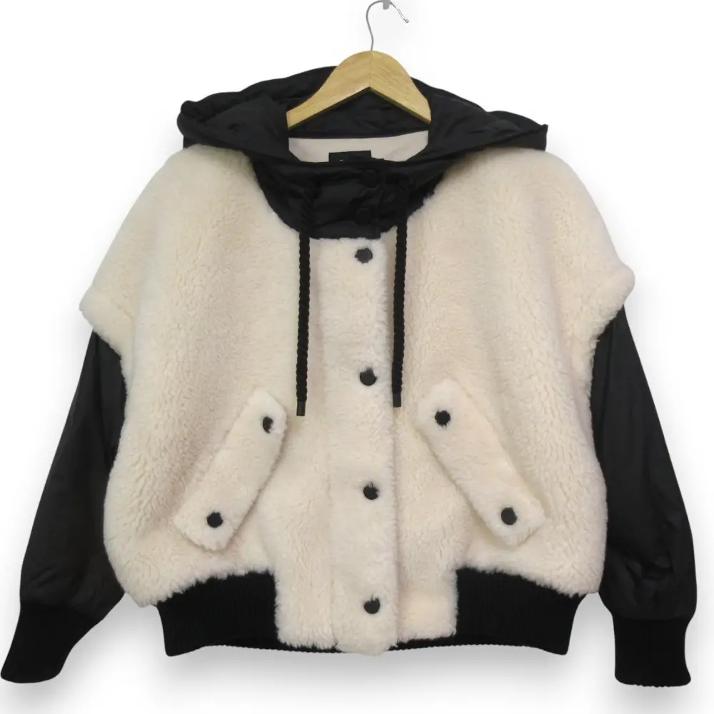 22AW Diagram ダイアグラム ボアミックスブルゾン サイズ36 ブラック×オフホワイト