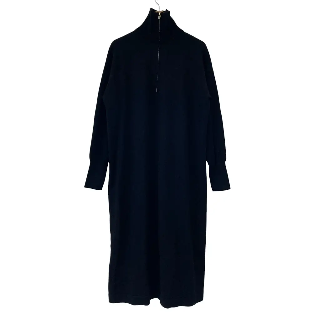 25SS Diagram ダイアグラム グレースコンチネンタル ハーフジップ ストレートニットワンピース 36 ブラック