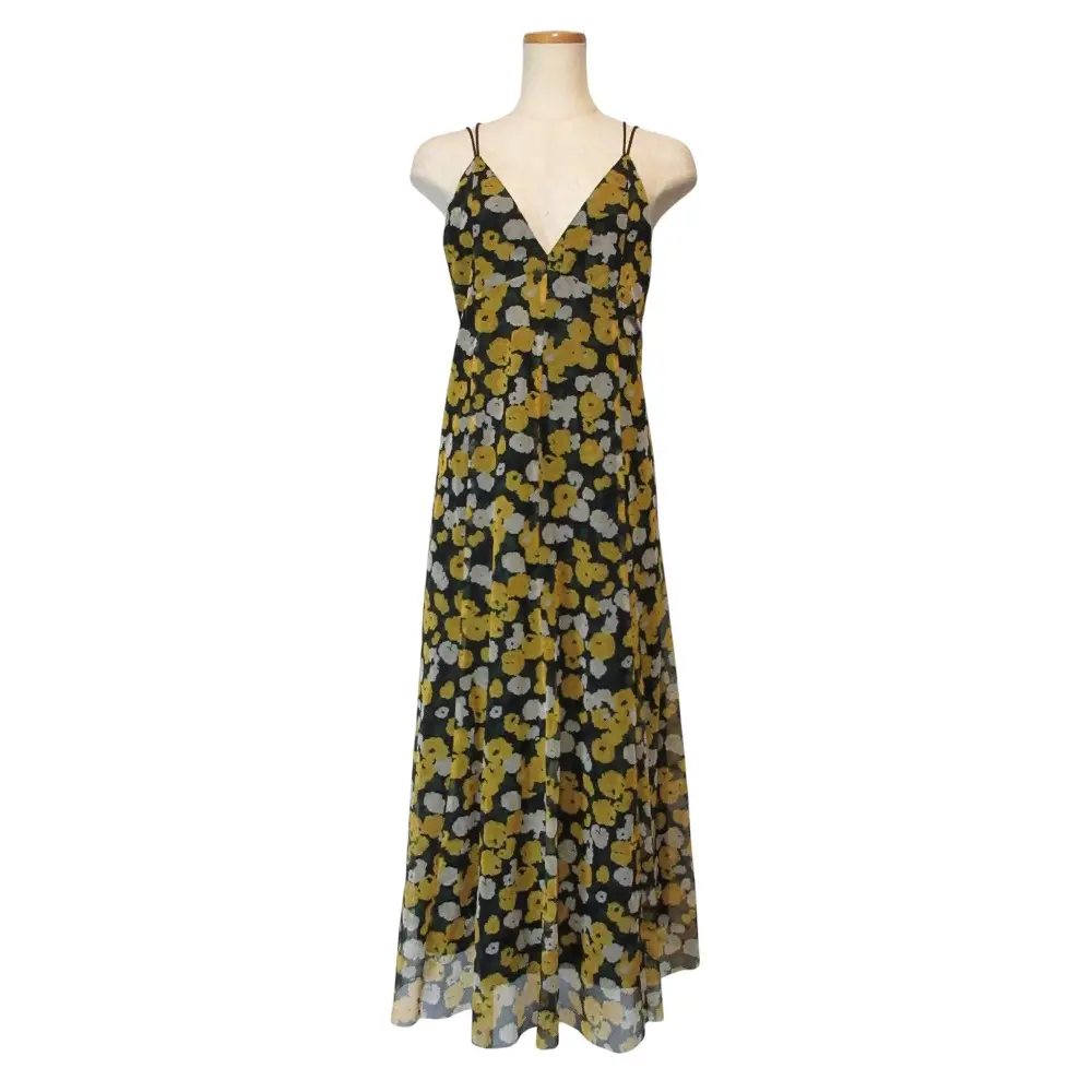 24AW Diagram ダイアグラム フラワーチュールプリント マキシ丈 キャミワンピース 0324431024 サイズ 36 ブラック イエロー