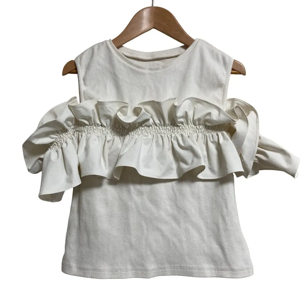 24SS Diagram ダイアグラム グレースコンチネンタル フリルリブカットトップ カットソー 0324242136 サイズ36 ホワイト