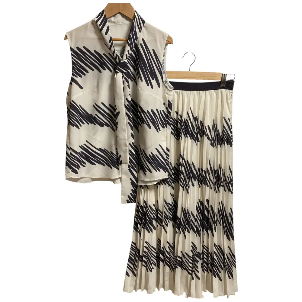 22AW Diagram ダイアグラム グレースコンチネンタル ラインペイント ノースリーブ スカート セットアップ 38 キナリ