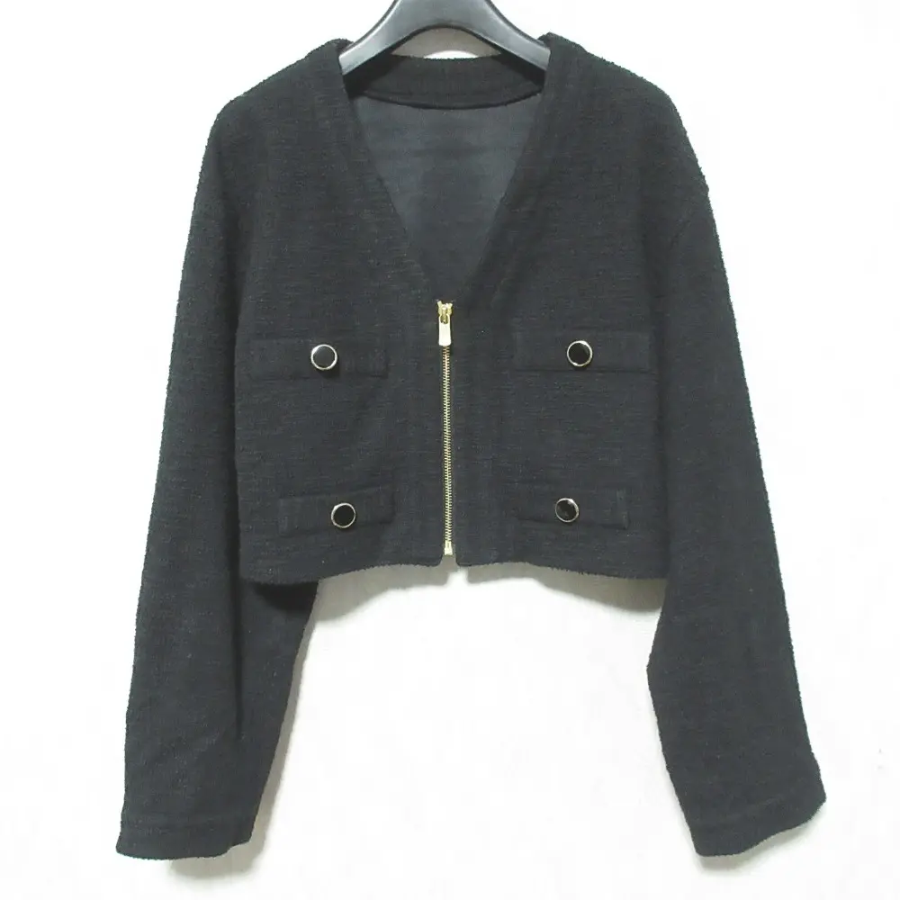 23AW Diagram ダイアグラム グレースコンチネンタル ショートツイードカットカーディガン 0323352172 サイズ36 ブラック