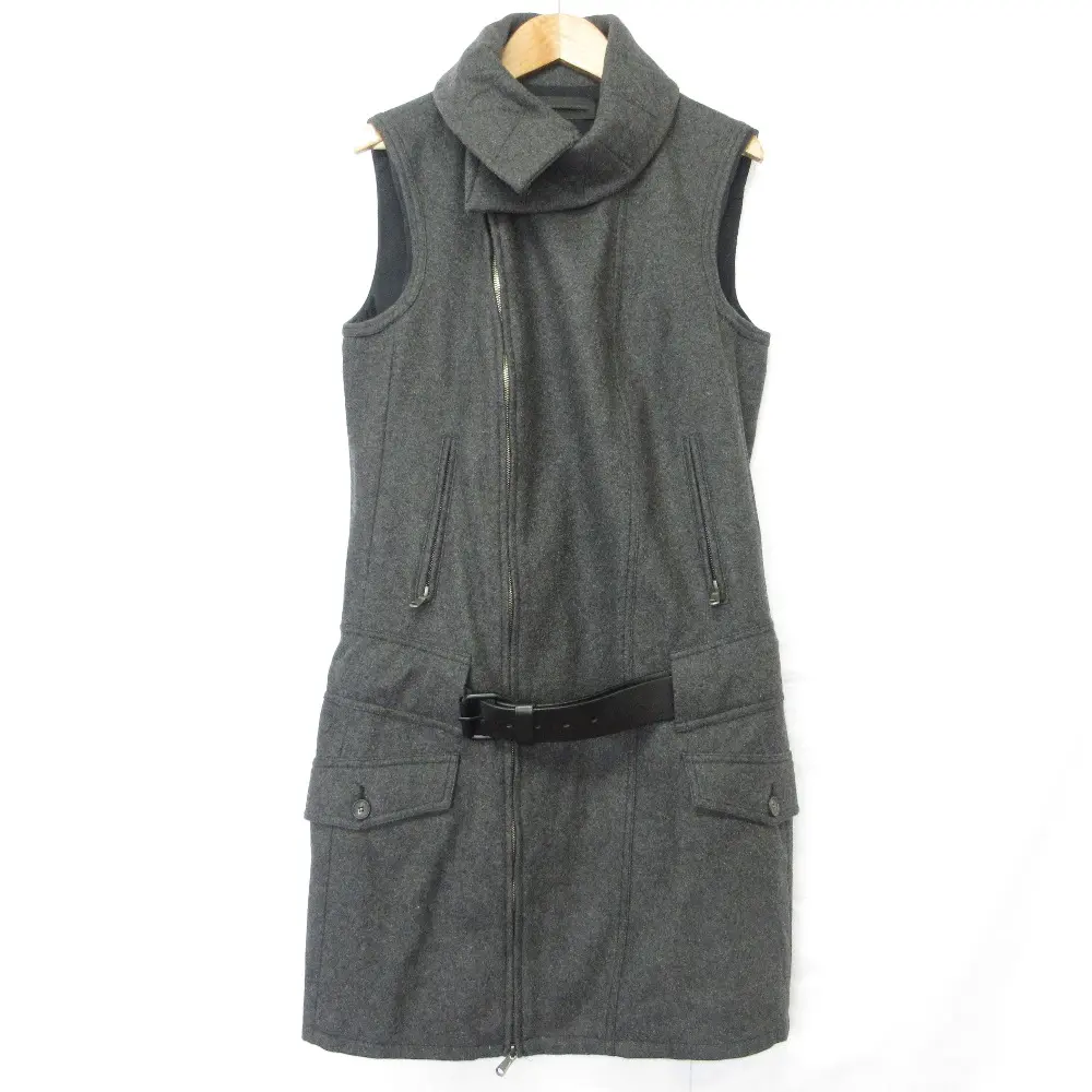 DIESEL BLACK GOLD ディーゼルブラックゴールド DONAR ウール ジップ ロングベスト ジレ ジャケット 42 グレー