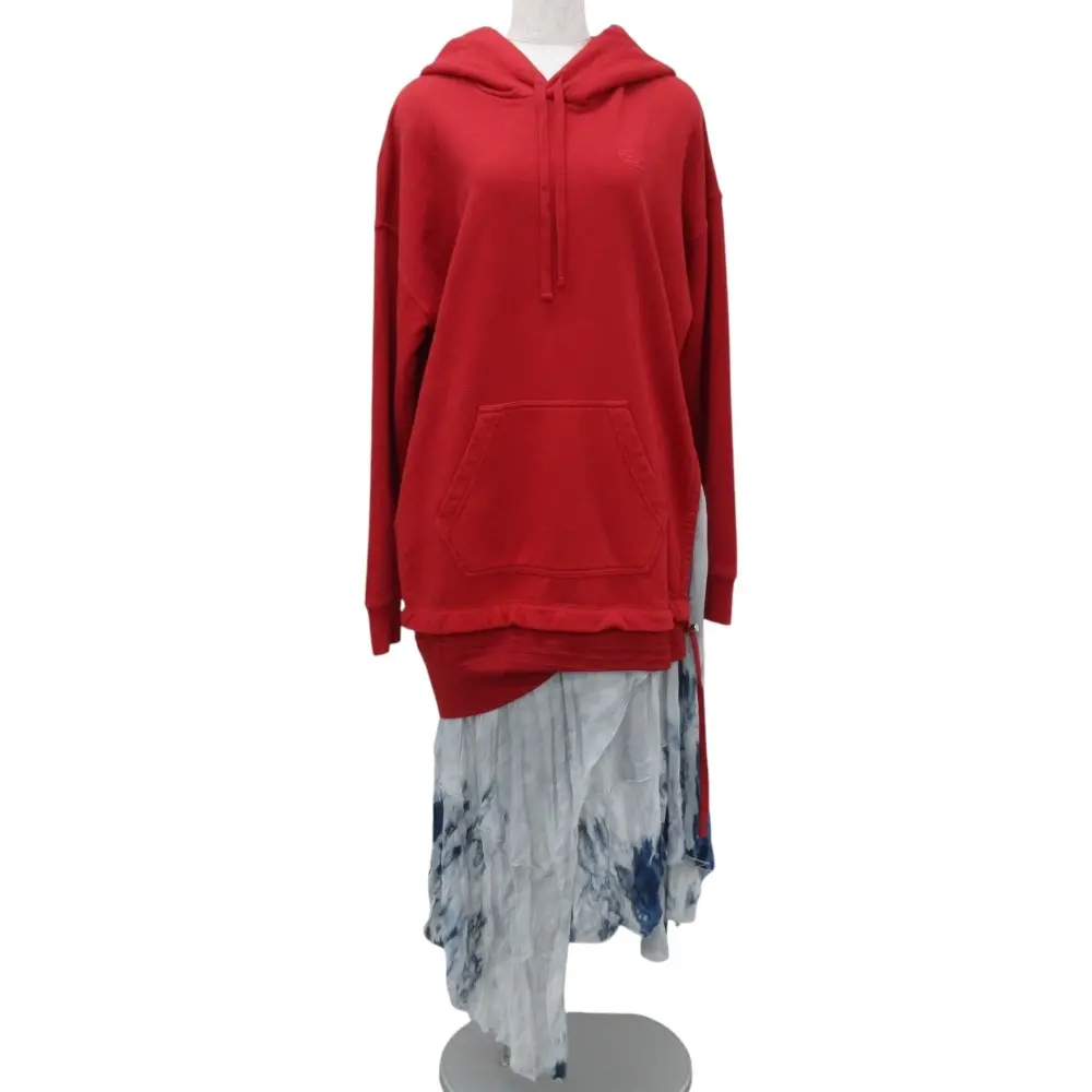 DIESEL ディーゼル D-ROLLIER スウェットパーカー+シフォンスカート カジュアルドレス ワンピース XS レッド