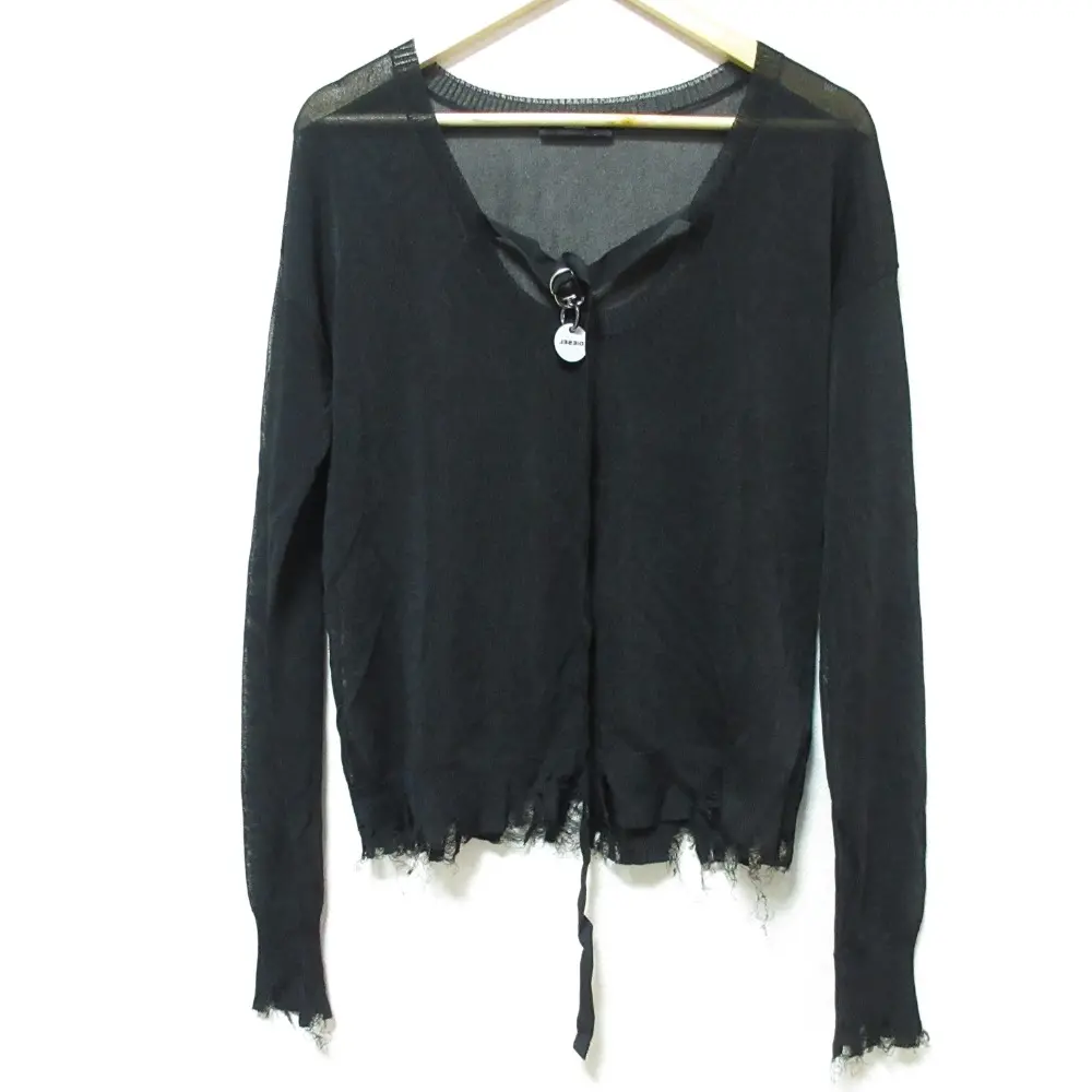 DIESEL ディーゼル ロングスリーブ プルオーバー シアー グランジニット カットソー ブラック