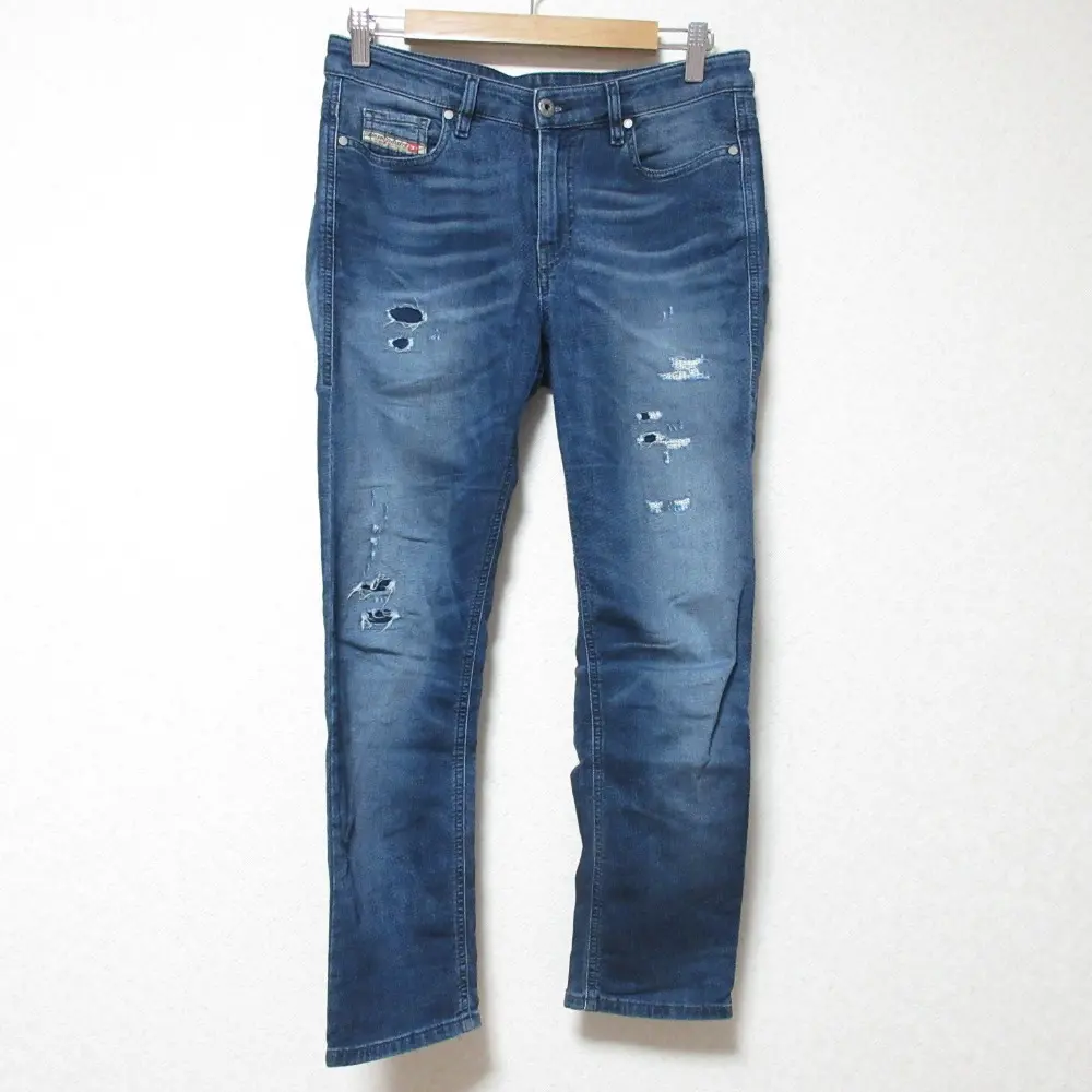 DIESEL ディーゼル Rizzo ストレッチ ダメージ＆リペア加工 スリム ジョグジーンズ デニムパンツ W25 インディゴ