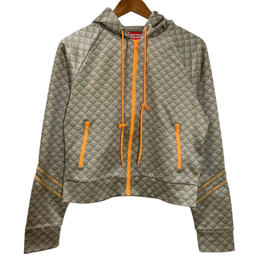 DIESEL ディーゼル AWST-DANA-HT22 ロゴ総柄 ジップ パーカー Sベージュ