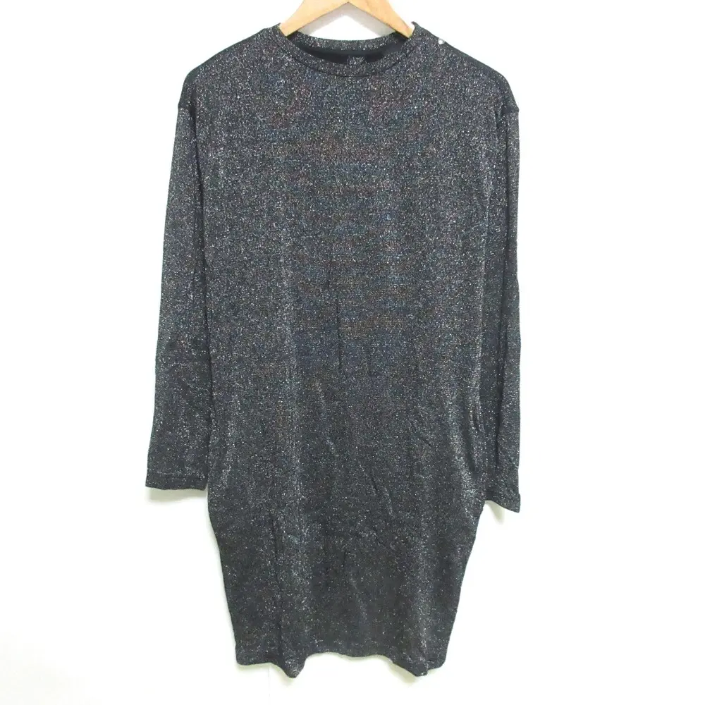 DIESEL ディーゼル ストレッチ 長袖 ラメニットワンピース XS ブラック×シルバーカラー