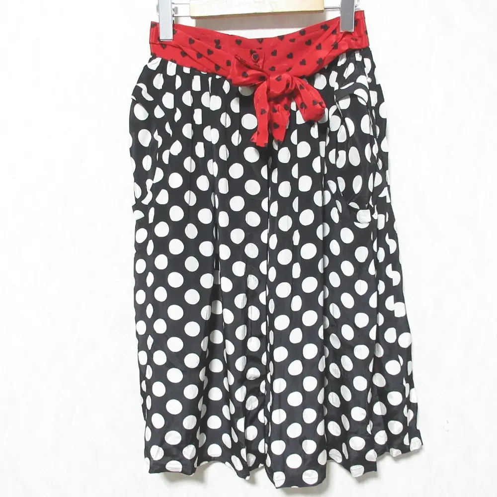 DIESEL ディーゼル O-MARCIL SKIRT ドット柄 ウエストリボン ひざ丈 フレアスカート 25 ブラック系